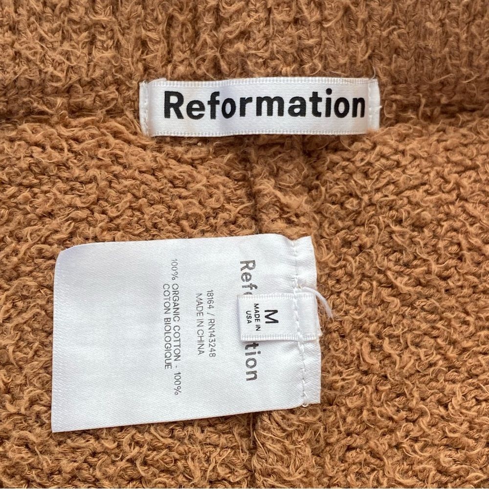 Reformation Monte Camel Plush Drawstring Chic Fuzzy Jogger Pants Size Medium - Picture 10 of 14